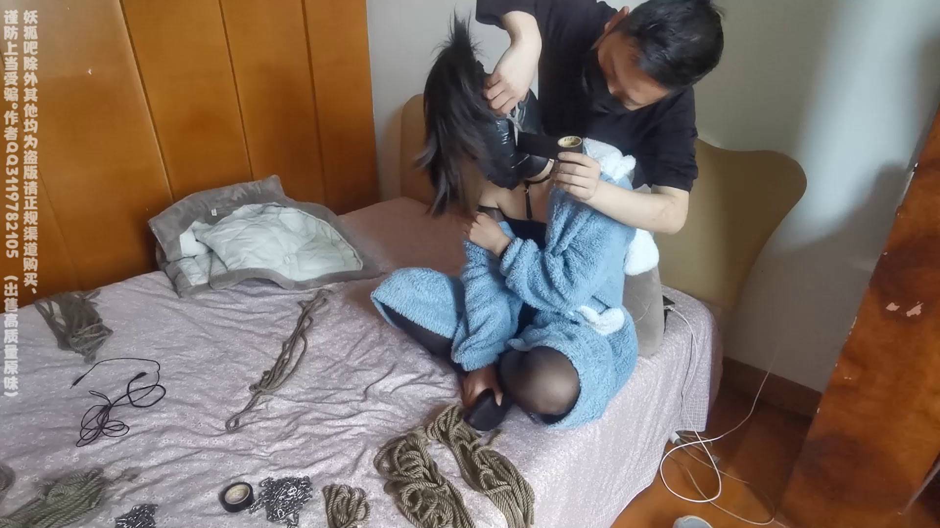 我的媳妇 马尾胶带全包、铁链固定、勒Y、假JJ强制深喉、干呕、过程骚气满满