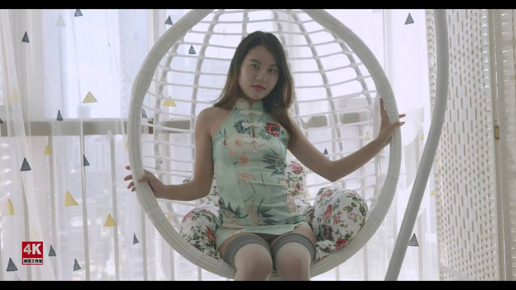 4K映像 琪琪的夏日午后，摇篮，旗袍，长筒袜，高跟鞋，丝袜勒嘴，五花大绑